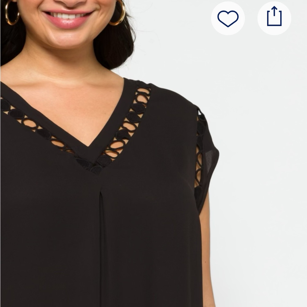NWT Daniel Rainn Black Cap Sleeve Blouse